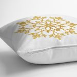 Beyaz Zemin Üzerinde Gold Detaylı Kartanesi Desenli Yastık Kırlent Kılıfı Realhomes