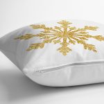 - 8312 - Realhomes Beyaz Zemin Üzerinde Gold Detaylı Kartanesi Desenli Yastık Kırlent Kılıfı Realhomes