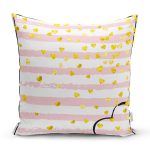 - 8314 - Realhomes Beyaz Zemin Üzerinde Gold Detaylı Kalp Desenli Modern Yastık Kırlent Kılıfı Realhomes