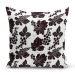 Beyaz Zemin Üzerinde Siyah Yaprak Desenli Yastık Kırlent Kılıfı Realhomes