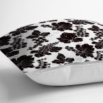 Beyaz Zemin Üzerinde Siyah Yaprak Desenli Yastık Kırlent Kılıfı Realhomes