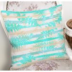 - 8322 - Realhomes Beyaz Zeminli Renkli Yaprak Desenli Dijital Baskılı Modern Yastık Kırlent Kılıfı Realhomes