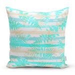 - 8322 - Realhomes Beyaz Zeminli Renkli Yaprak Desenli Dijital Baskılı Modern Yastık Kırlent Kılıfı Realhomes