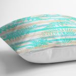 - 8322 - Realhomes Beyaz Zeminli Renkli Yaprak Desenli Dijital Baskılı Modern Yastık Kırlent Kılıfı Realhomes