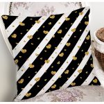 Beyaz Zemin Üzerinde Gold Detaylı Kalp Desenli Modern Yastık Kırlent Kılıfı Realhomes