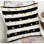 Beyaz Zemin Üzerinde Gold Detaylı Kalp Desenli Modern Yastık Kırlent Kılıfı Realhomes