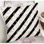 Beyaz Zemin Üzerinde Gold Detaylı Kalp Desenli Modern Yastık Kırlent Kılıfı Realhomes