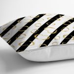 Beyaz Zemin Üzerinde Gold Detaylı Kalp Desenli Modern Yastık Kırlent Kılıfı Realhomes