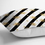 Beyaz Zemin Üzerinde Gold Detaylı Kartanesi Desenli Yastık Kırlent Kılıfı Realhomes