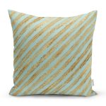 Renkli Zemin Üzerinde Gold Detaylı Yatay Çizgili Modern Yastık Kırlent Kılıfı Realhomes