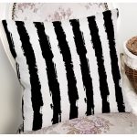 Beyaz Zemin Üzerinde Siyah Çizgili Dijital Baskılı Modern Yastık Kırlent Kılıfı Realhomes