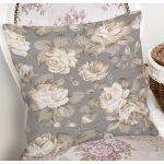 - 8330 - Realhomes Renkli Zemin Üzerinde Gül Desenli Dijital Baskılı Modern Yastık Kırlent Kılıfı Realhomes
