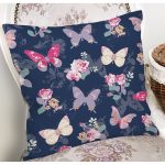 - 8341 - Realhomes Renkli Zemin Üzerinde Kelebek Desenli Dijital Baskılı Modern Yastık Kırlent Kılıfı Realhomes