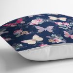 - 8341 - Realhomes Renkli Zemin Üzerinde Kelebek Desenli Dijital Baskılı Modern Yastık Kırlent Kılıfı Realhomes