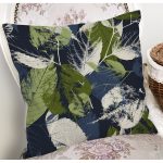 - 8342 - Realhomes Siyah Zemin Üzerinde Yaprak Desenli Dijital Baskılı Modern Yastık Kırlent Kılıfı Realhomes