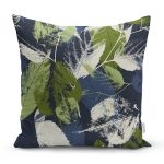 - 8342 - Realhomes Siyah Zemin Üzerinde Yaprak Desenli Dijital Baskılı Modern Yastık Kırlent Kılıfı Realhomes