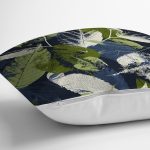 - 8342 - Realhomes Siyah Zemin Üzerinde Yaprak Desenli Dijital Baskılı Modern Yastık Kırlent Kılıfı Realhomes