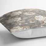 - 8344 - Realhomes Renkli Zemin Üzerinde Gül Desenli Dijital Baskılı Modern Yastık Kırlent Kılıfı Realhomes