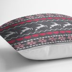 - 8346 - Realhomes Siyah Zemin Üzerinde Geyik Desenli Dijital Baskılı Modern Yastık Kırlent Kılıfı Realhomes