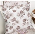 - 8348 - Realhomes  Beyaz Zemin Üzerinde Kozalak Desenli Dijital Baskılı Modern Yastık Kırlent Kılıfı Realhomes