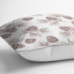 - 8348 - Realhomes  Beyaz Zemin Üzerinde Kozalak Desenli Dijital Baskılı Modern Yastık Kırlent Kılıfı Realhomes