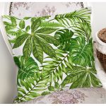 - 8349 - Realhomes  Beyaz Zemin Üzerinde Yeşil Yaprak Desenli Yastık Kırlent Kılıfı Realhomes