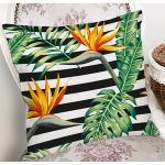 - 8350 - Realhomes Beyaz Zemin Üzerinde Yeşil Yaprak Desenli Yastık Kırlent Kılıfı Realhomes