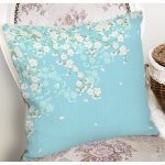 Mavi Zemin Üzerinde Papatya Desenli Dijital Baskılı Modern Yastık Kırlent Kılıfı Realhomes