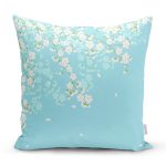 Mavi Zemin Üzerinde Papatya Desenli Dijital Baskılı Modern Yastık Kırlent Kılıfı Realhomes