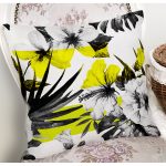 - 8354 - Realhomes  Beyaz Zemin Üzerinde Çiçek Desenli Dijital Baskılı Modern Yastık Kırlent Kılıfı Realhomes