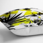 - 8354 - Realhomes  Beyaz Zemin Üzerinde Çiçek Desenli Dijital Baskılı Modern Yastık Kırlent Kılıfı Realhomes