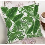 Beyaz Zemin Üzerinde Yeşil Yaprak Desenli Yastık Kırlent Kılıfı Realhomes