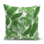 Beyaz Zemin Üzerinde Yeşil Yaprak Desenli Yastık Kırlent Kılıfı Realhomes
