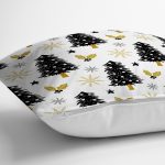 - 8361 - Realhomes Beyaz Zemin Üzerinde Çamağacı Desenli Dijital Baskılı Modern Yastık Kırlent Kılıfı Realhomes