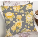 Rengarenk Zemin Üzerinde Çiçek Desenli Dijital Baskılı Modern Yastık Kırlent Kılıfı Realhomes