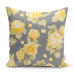 Rengarenk Zemin Üzerinde Çiçek Desenli Dijital Baskılı Modern Yastık Kırlent Kılıfı Realhomes