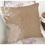 Renkli Zeminli Beyaz Yaprak Desenli Dijital Baskılı Modern Yastık Kırlent Kılıfı Realhomes