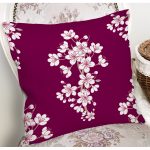- 8368 - Realhomes  Bordo Zemin Üzerinde Beyaz Rengarenk Çiçek Desenli Modern Yastık Kırlent Kılıfı Realhomes