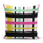 Beyaz Zemin Üzerinde Renkli Ekose Desenli Yastık Kırlent Kılıfı Realhomes