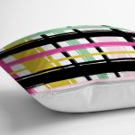 Beyaz Zemin Üzerinde Renkli Ekose Desenli Yastık Kırlent Kılıfı Realhomes