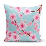 Rengarenk Zemin Üzerinde Pembe Çiçek Desenki Yastık Kırlent Kılıfı Realhomes
