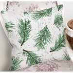 - 8376 - Realhomes Beyaz Zeminli Yeşi Yaprak Desenli Dijital Baskılı Modern Yastık Kırlent Kılıfı Realhomes