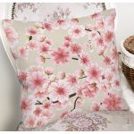 - 8385 - Realhomes Rengarenk Zemin Üzerinde Pembe Çiçek Desenli Yastık Kırlent Kılıfı Realhomes