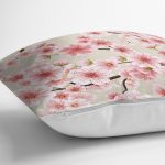 - 8385 - Realhomes Rengarenk Zemin Üzerinde Pembe Çiçek Desenli Yastık Kırlent Kılıfı Realhomes