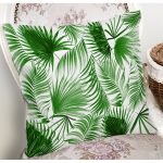 - 8386 - Realhomes Beyaz Zemin Üzerinde Yeşil Yaprak Desenli Yastık Kırlent Kılıfı Realhomes