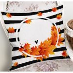 - 8387 - Realhomes Beyaz Zeminli Sonbahar Yaprak Desenli Dijital Baskılı Modern Yastık Kırlent Kılıfı Realhomes