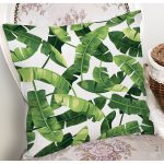 Beyaz Zemin Üzerinde Yeşil Yaprak Desenli Yastık Kırlent Kılıfı Realhomes