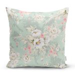 - 8390 - Realhomes Rengarenk Zemin Üzerinde Çiçek Desenli Dijital Baskılı Modern Yastık Kırlent Kılıfı Realhomes