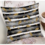 Beyaz Zemin Üzerinde Gold Detaylı Yaprak Desenli Modern Yastık Kırlent Kılıfı Realhomes