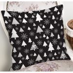 - 8394 - Realhomes  Siyah Zemin Üzerinde Yılbaşı Desenli Dijital Baskılı Modern Yastık Kırlent Kılıfı Realhomes